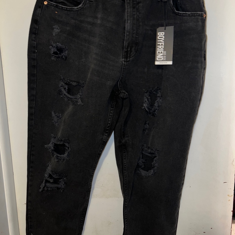Women's new Black Boyfriend Distressed Jeans